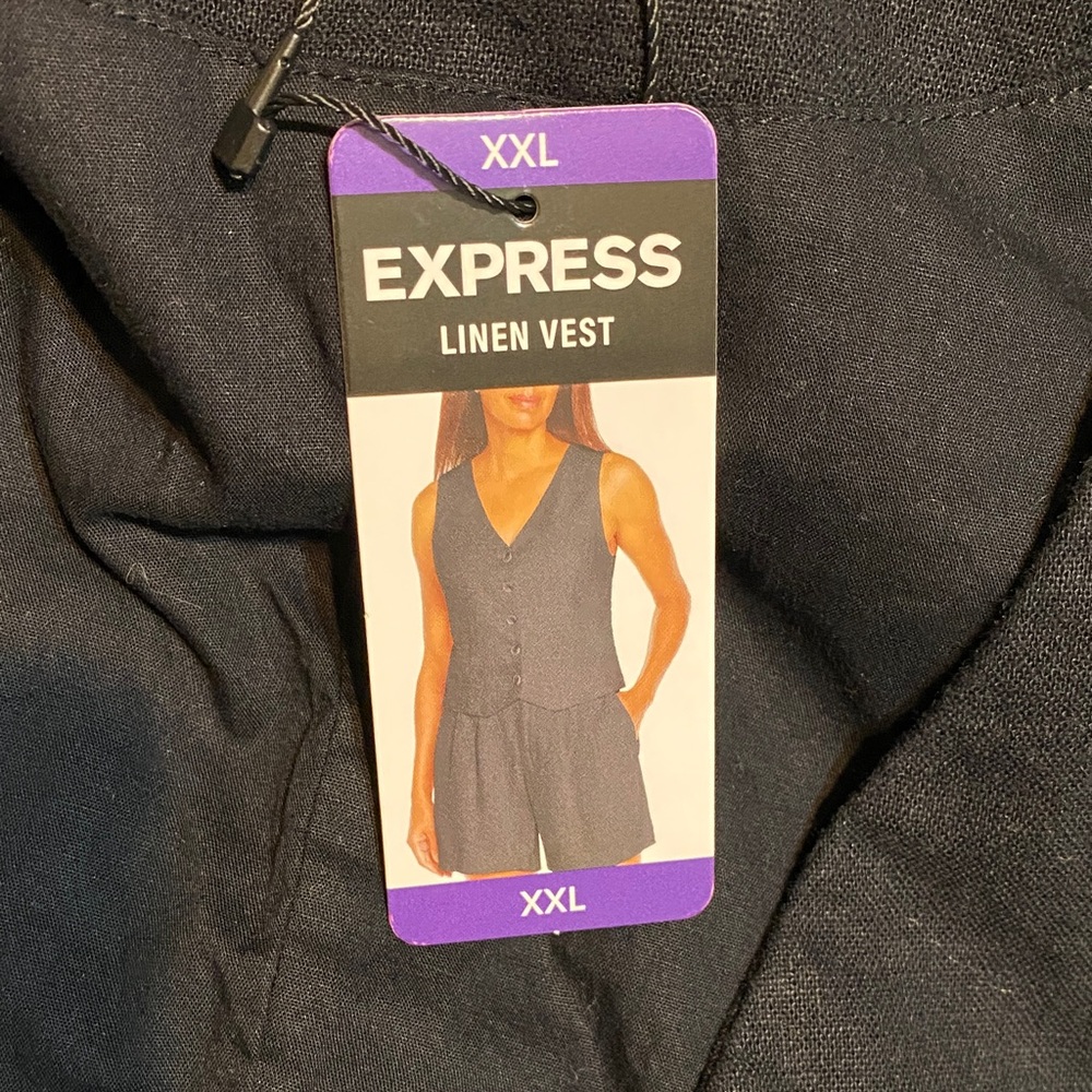 Express Black Linen Vest - Women's Tank Top